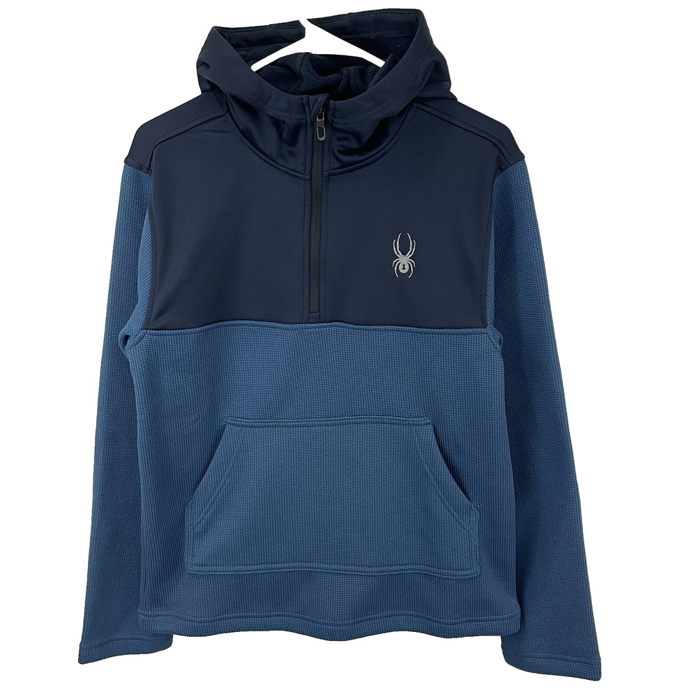 NWT Spyder Mens 1/4 Zip Thermal Waffle Knit Hoodie Pullover Sweatshirt‎ - Small